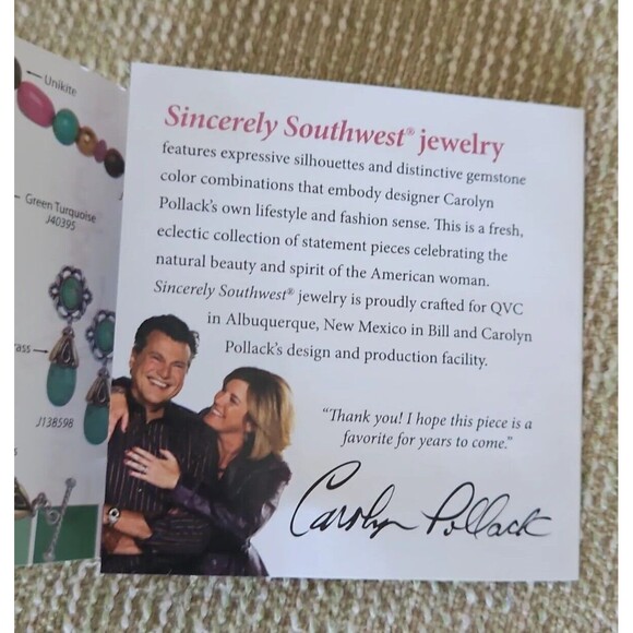 NEW ! VTG CAROLYN POLLACK STERLING SILVER RHODONITE BRASS PENDANT LEATHER BRAID - Picture 7 of 8